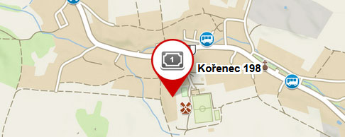 Mapa sídla firmy Dřevostavby Buráň v Kořenci